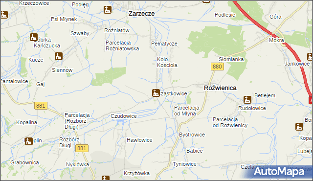 mapa Cząstkowice, Cząstkowice na mapie Targeo