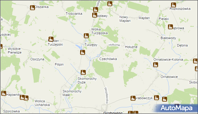 mapa Czechówka gmina Grabowiec, Czechówka gmina Grabowiec na mapie Targeo