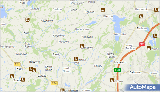 mapa Czeczewo gmina Przodkowo, Czeczewo gmina Przodkowo na mapie Targeo