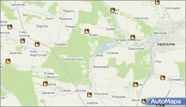 mapa Czekaj gmina Sędziszów, Czekaj gmina Sędziszów na mapie Targeo