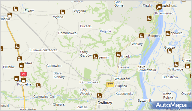 mapa Czermin gmina Dwikozy, Czermin gmina Dwikozy na mapie Targeo