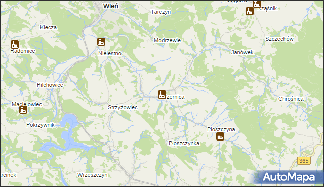 mapa Czernica gmina Jeżów Sudecki, Czernica gmina Jeżów Sudecki na mapie Targeo