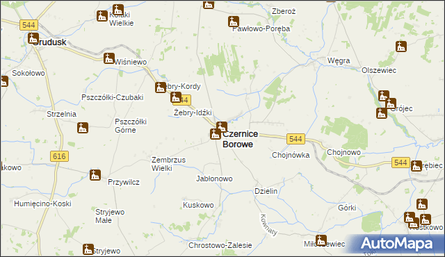 mapa Czernice Borowe, Czernice Borowe na mapie Targeo