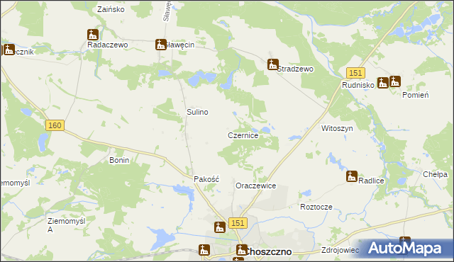 mapa Czernice gmina Choszczno, Czernice gmina Choszczno na mapie Targeo