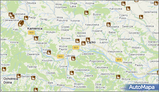 mapa Czerniec gmina Łącko, Czerniec gmina Łącko na mapie Targeo