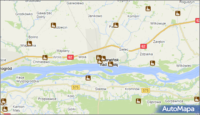 mapa Czerwińsk nad Wisłą, Czerwińsk nad Wisłą na mapie Targeo