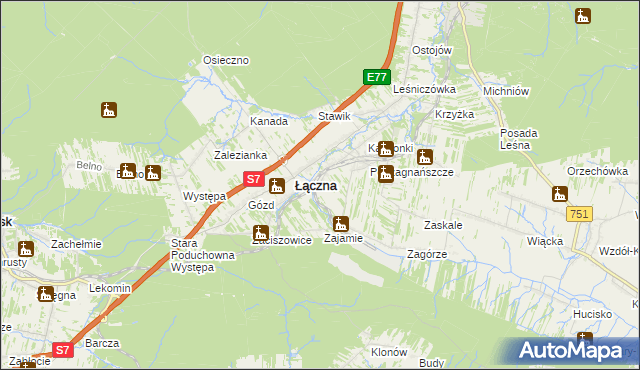 mapa Czerwona Górka gmina Łączna, Czerwona Górka gmina Łączna na mapie Targeo