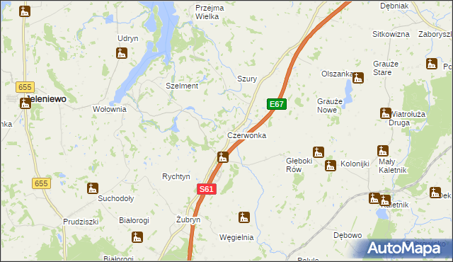 mapa Czerwonka gmina Szypliszki, Czerwonka gmina Szypliszki na mapie Targeo