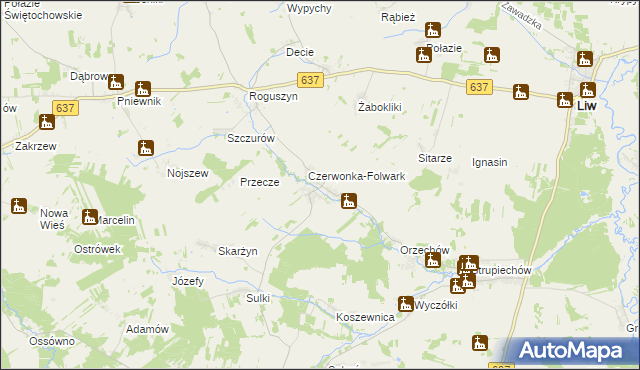 mapa Czerwonka gmina Wierzbno, Czerwonka gmina Wierzbno na mapie Targeo