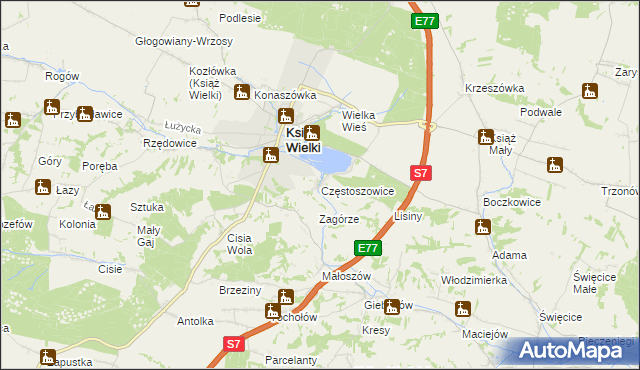 mapa Częstoszowice, Częstoszowice na mapie Targeo