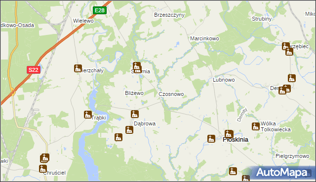 mapa Czosnowo, Czosnowo na mapie Targeo