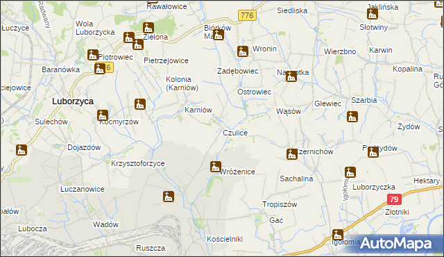 mapa Czulice, Czulice na mapie Targeo