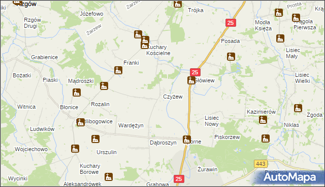 mapa Czyżew gmina Rychwał, Czyżew gmina Rychwał na mapie Targeo