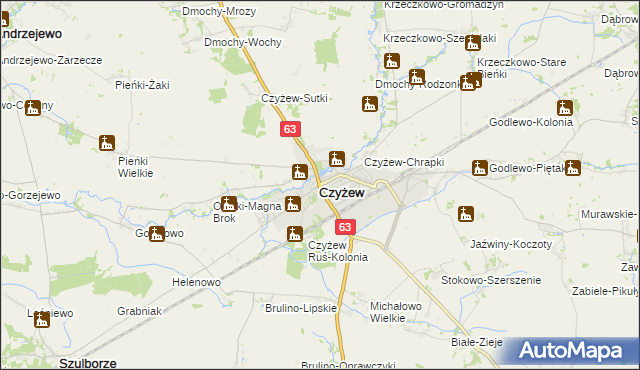 mapa Czyżew powiat wysokomazowiecki, Czyżew powiat wysokomazowiecki na mapie Targeo