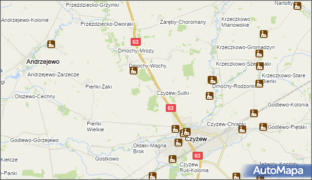 mapa Czyżew-Sutki, Czyżew-Sutki na mapie Targeo
