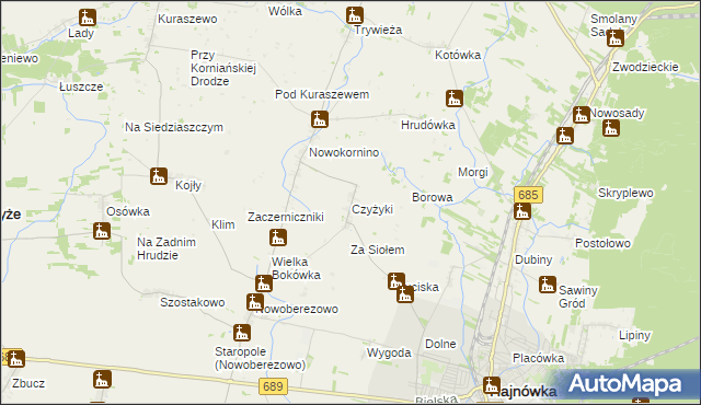 mapa Czyżyki, Czyżyki na mapie Targeo