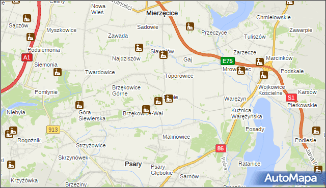 mapa Dąbie gmina Psary, Dąbie gmina Psary na mapie Targeo