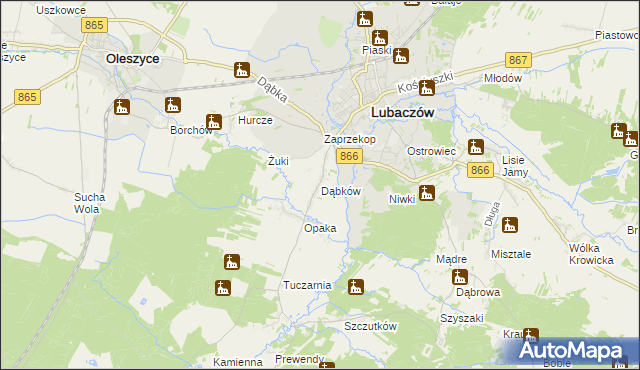 mapa Dąbków, Dąbków na mapie Targeo