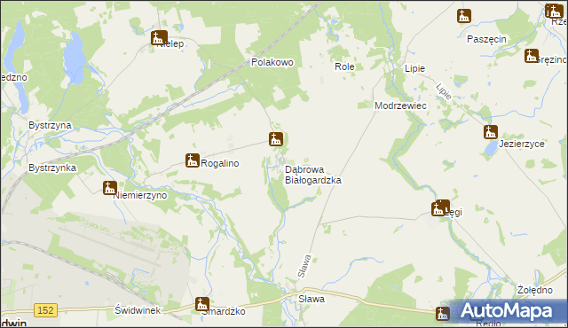 mapa Dąbrowa Białogardzka, Dąbrowa Białogardzka na mapie Targeo
