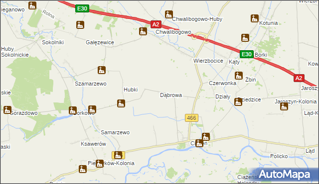 mapa Dąbrowa gmina Lądek, Dąbrowa gmina Lądek na mapie Targeo