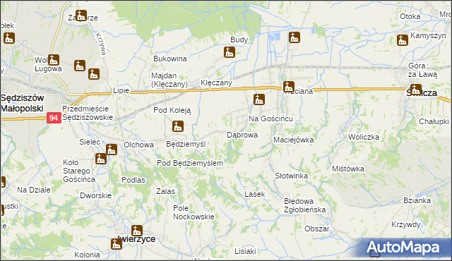 mapa Dąbrowa gmina Świlcza, Dąbrowa gmina Świlcza na mapie Targeo