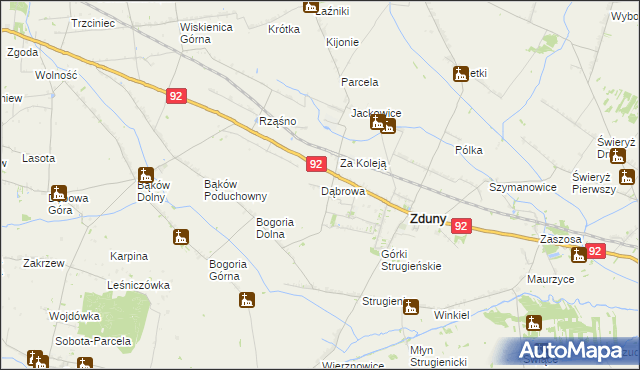 mapa Dąbrowa gmina Zduny, Dąbrowa gmina Zduny na mapie Targeo