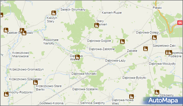 mapa Dąbrowa-Kaski, Dąbrowa-Kaski na mapie Targeo
