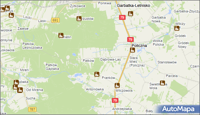 mapa Dąbrowa-Las, Dąbrowa-Las na mapie Targeo
