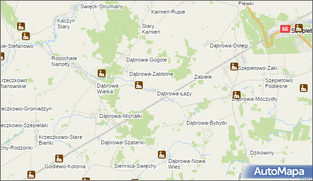 mapa Dąbrowa-Łazy gmina Szepietowo, Dąbrowa-Łazy gmina Szepietowo na mapie Targeo