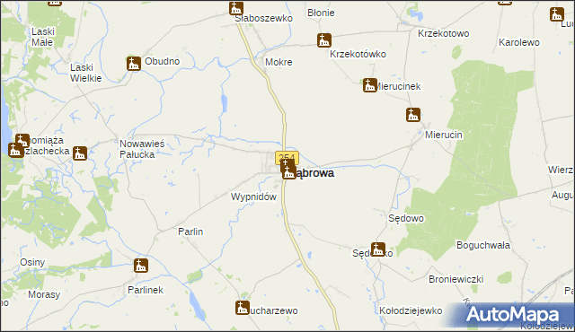 mapa Dąbrowa powiat mogileński, Dąbrowa powiat mogileński na mapie Targeo