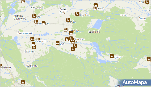 mapa Dąbrówka Dolna gmina Pokój, Dąbrówka Dolna gmina Pokój na mapie Targeo