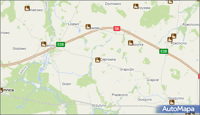 mapa Dąbrówka gmina Damnica, Dąbrówka gmina Damnica na mapie Targeo