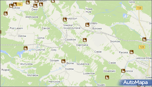 mapa Dąbrówka gmina Krasocin, Dąbrówka gmina Krasocin na mapie Targeo