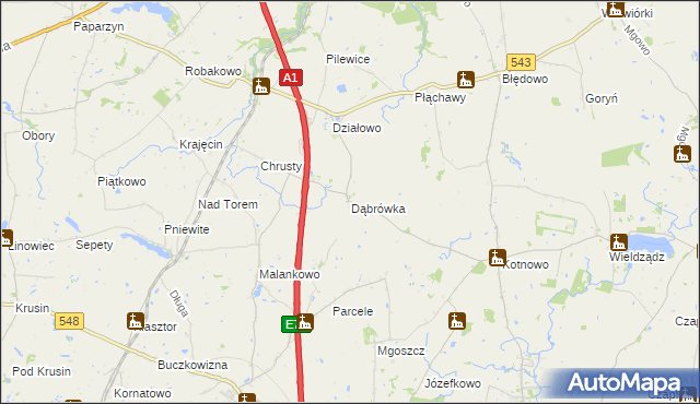 mapa Dąbrówka gmina Płużnica, Dąbrówka gmina Płużnica na mapie Targeo