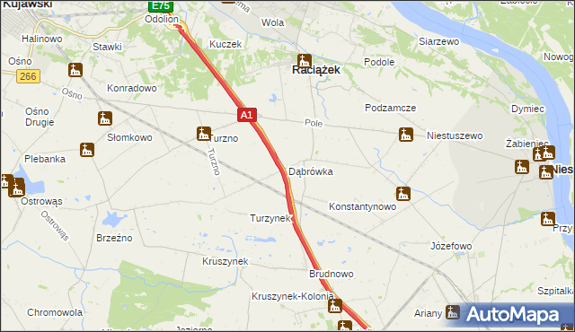 mapa Dąbrówka gmina Raciążek, Dąbrówka gmina Raciążek na mapie Targeo