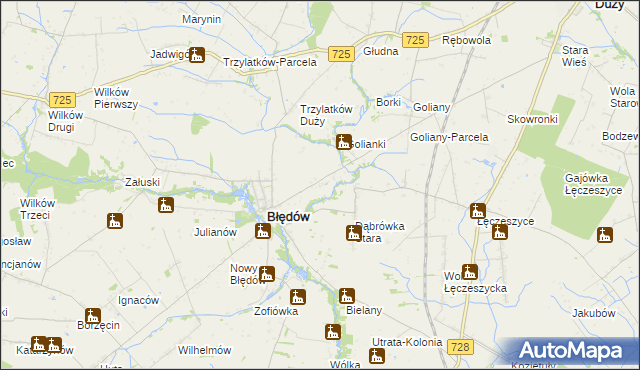 mapa Dąbrówka Nowa gmina Błędów, Dąbrówka Nowa gmina Błędów na mapie Targeo
