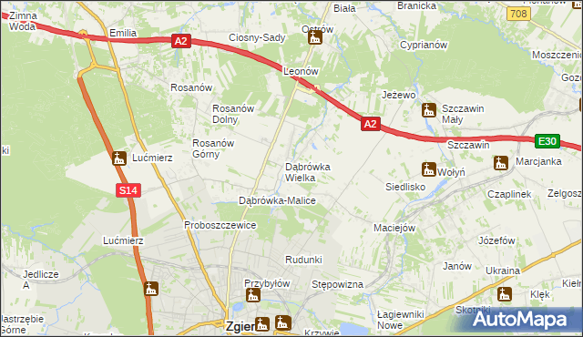 mapa Dąbrówka-Strumiany, Dąbrówka-Strumiany na mapie Targeo