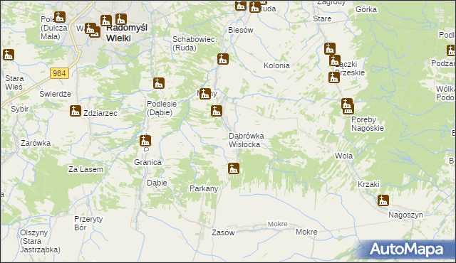 mapa Dąbrówka Wisłocka, Dąbrówka Wisłocka na mapie Targeo