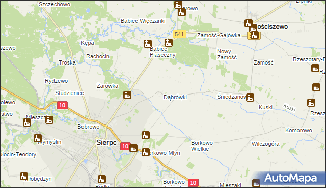 mapa Dąbrówki gmina Sierpc, Dąbrówki gmina Sierpc na mapie Targeo
