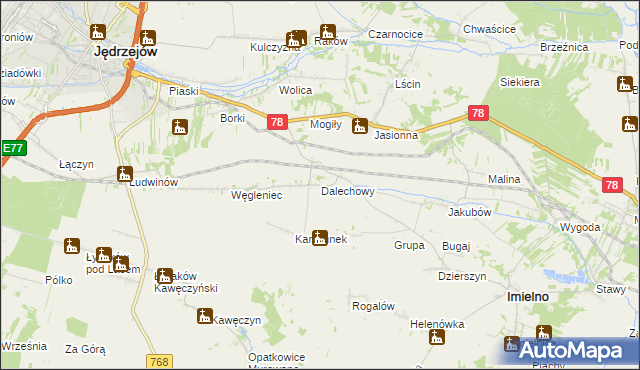 mapa Dalechowy, Dalechowy na mapie Targeo