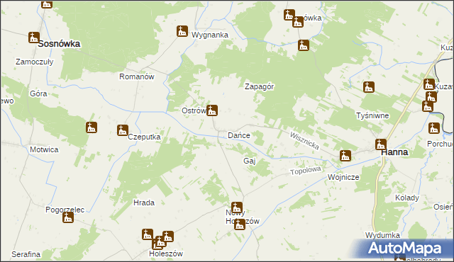 mapa Dańce, Dańce na mapie Targeo