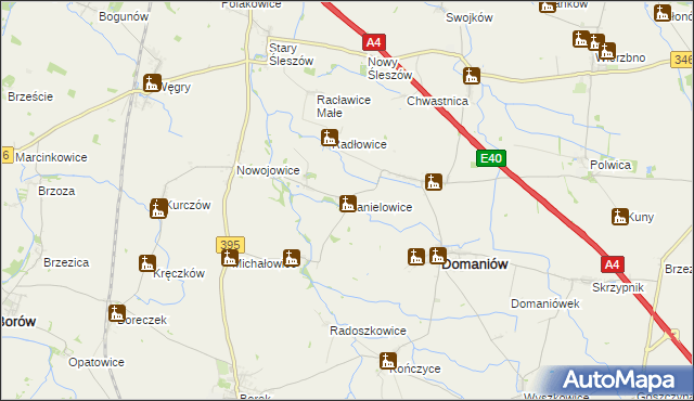 mapa Danielowice, Danielowice na mapie Targeo