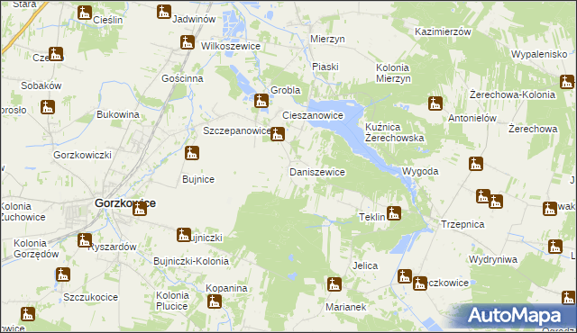 mapa Daniszewice, Daniszewice na mapie Targeo