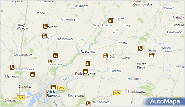 mapa Dańków gmina Biała Rawska, Dańków gmina Biała Rawska na mapie Targeo
