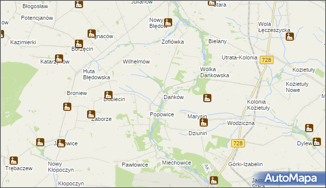 mapa Dańków gmina Błędów, Dańków gmina Błędów na mapie Targeo