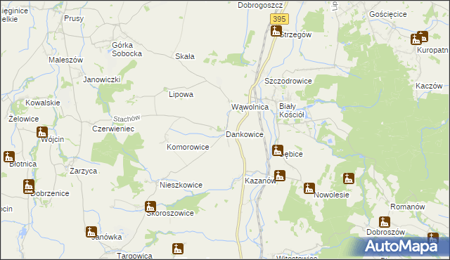 mapa Dankowice gmina Strzelin, Dankowice gmina Strzelin na mapie Targeo