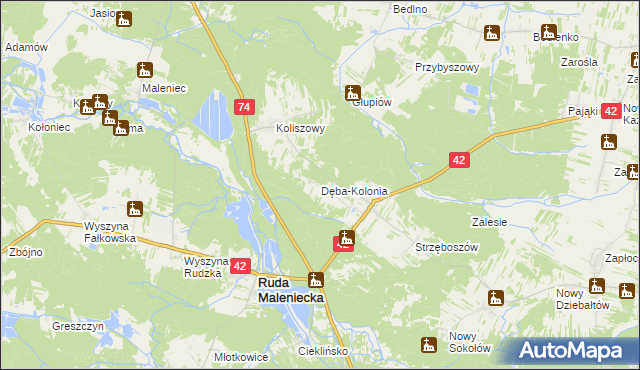 mapa Dęba-Kolonia, Dęba-Kolonia na mapie Targeo