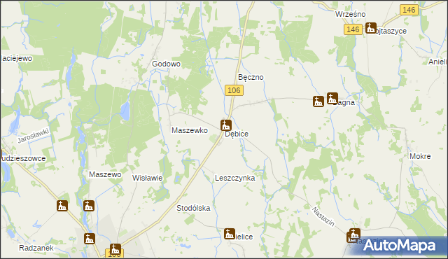 mapa Dębice gmina Maszewo, Dębice gmina Maszewo na mapie Targeo