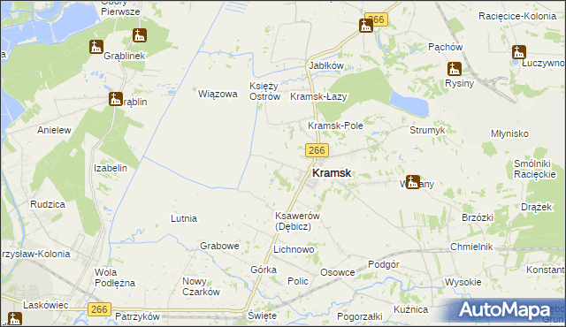 mapa Dębicz gmina Kramsk, Dębicz gmina Kramsk na mapie Targeo