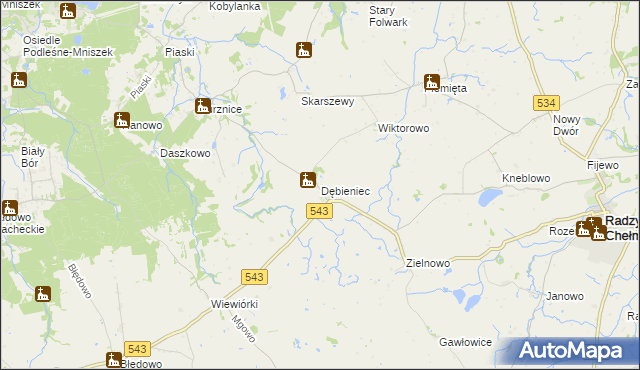 mapa Dębieniec, Dębieniec na mapie Targeo